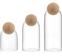 Bocaux de conservation en verre avec couvercles en liège [lot de 3] - Récipients en verre transparent adaptés à un usage alimentaire avec couvercles, pour conserver les pâtes, les bonbons, les épices 