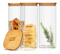 Bocaux de conservation - KLARSTEIN - Set de 3 - Verre - 1500 ml - Couvercle en bambou hermétique