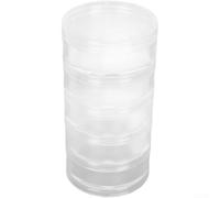 Bocaux de rangement empilables en plastique transparent à 5 étages pour ranger les boutons, les bijoux, les petites pièces (3,8 x 9,7 cm)