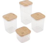 Bocaux de stockage alimentaire Boîtes hermétiques en plastique avec couvercles Bambusoideae Cuisine Boîtes carrées transparentes pour céréales noix thé 1Pc 2000ml 2Pc 1300ml 3Pc 600ml
