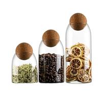 Bocaux de Stockage en Verre avec Couvercles, Récipient Hermétique pour Sel, 3 Pièces Pot de Stockage avec Couvercle pour Sucre Bonbons Grains de Café Thé en Vrac Épices Cuisine Chambre Salon Bureau Pr