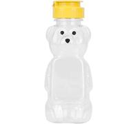 Bocaux en plastique pour bouteille de miel d'ours de 237 ml, bouteille de miel vide avec couvercle à charnière pour le rangement et le dosage, bouchons à rabat jaunes, presse-ail pour le stockage et