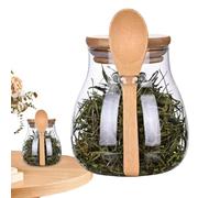 Bocaux en verre avec couvercle en bois - 4 pièces hermétiques pour garde-manger | Fermoir de sécurité - Bocaux de rangement pour sucre, farine, café, épices | Conteneurs transparents de comptoir avec