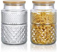 Bocaux en verre avec couvercle, grands bocaux de conservation, verre, lot de 2, bocaux hermétiques pour céréales, farine, pâtes, cornflakes