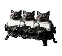 Bocaux En Verre Avec Un Couvercle Hermétique | 3 Pièces Pots Gothiques Tête De Chat - Bocaux en verre alimentaires avec couvercles,Pour le sel, le poivre, thé en feuilles pour une étagère de cuisine e