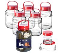 Bocaux en verre KADAX de 4 L avec couvercle et poignée pour la conservation du chou, lot de 6
