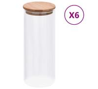 bocaux en verre vidaXL avec couvercle en bambou, lot de 6, 1000 ml