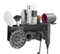 Bocguy Support Seche Cheveux Dyson, Rangement Dyson Supersonic sans Percage mit Espace de Stockage Supérieur, Porte Seche Cheveux Mural pour Sèche Cheveux Dyson Complet, Produits de Beauté