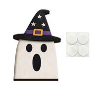 Bodhi2000 Ensemble de décoration Table en Bois pour Halloween Boo, Lettre Fendue, Citrouille, Signe fantôme, Plateau Massif Vieilli, cheminée, fenêtre, Boutique, fête, F