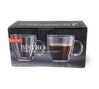 Bodum - 10602-10 - Bistro - Set de 2 Mugs Espresso en Verre Double Paroi avec Anse - 15 cl , Transparent