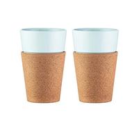 Bodum 11582-109 Set 2 Mugs Porcelaine Bandeau Liège, 0, 3 L, Céramique, Liège, Blanc, 8, 7 cm, 8, 7 x 6, 4 x 10 cm