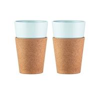 Bodum 11583-109 Set 2 Mugs Porcelaine Bandeau Liège, 0, 6 L, Céramique, Liège, Blanc, 9, cm, 9, x 6, 5 x 14, 6 cm