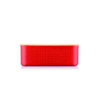 Bodum 11740-04 Bistro Boite à Pain Petit modèle, Couvercle Bambou - 19 cm x 29 cm x H 11 cm Rouge