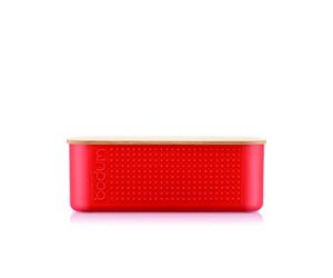 Bodum 11740-04 Bistro Boite à Pain Petit modèle, Couvercle Bambou - 19 cm x 29 cm x H 11 cm Rouge