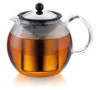 Bodum 1802-16, théière Assam (système à piston, filtre en acier inoxydable réutilisable, poignée en verre), 1,5L, finition brillante
