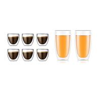 Bodum - 4557-10-12 - Pavina - Coffret de 6 Verres Double Paroi - 0.08 l & (4560-10) Lot de 2 Verres à double paroi, Transparent, 45 cl
