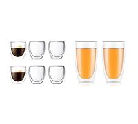 Bodum - 4558-10-12 - Pavina - Coffret de 6 Verres Double Paroi - 25 cl, Transparent & (4560-10) Lot de 2 Verres à double paroi, Transparent, 45 cl