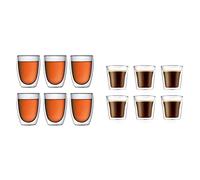 Bodum - 4559-10-12 - Pavina - Coffret de 6 Verres Double Paroi - 36 cl, Transparent & 10108-10-12 - Canteen - Coffret de 6 Verres Double Paroi - 10 cl