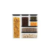 Bodum Lot de 6 bocaux de conservation avec couvercles noirs CANTEEN - Sans BPA & passe au lave-vaisselle - Contenants alimentaires empilables et transparents