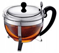 Bodum CHAMBORD : Théière avec filtre en acier inoxydable et couvercle en acier inoxydable, 1,3 litre, référence 1921-16-6, finition brillante