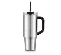 BODUM Gobelet de voyage isotherme avec paille, anse et couvercle argent - 1,2 L
