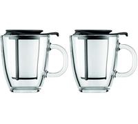 Bodum - K11239-01 - Yo-Yo - Set Mug Infuseur Individuel en Verre Trempé - Filtre Nylon - 35 cl - Noir (Lot de 2)