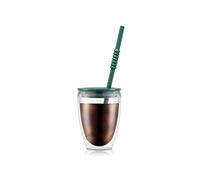 BODUM K11849-450SA-450-Y21 PAVINA TO GO Set 2 gobelets double paroi plastique, avec couvercle hermétique et paille silicone, 30 cl