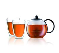 Bodum - K1844-01-10 - Assam Set - Théière à Piston - Filtre en Plastique - 1.0 L + 2 Gobelets Pavina Outdoor - 0.35 L