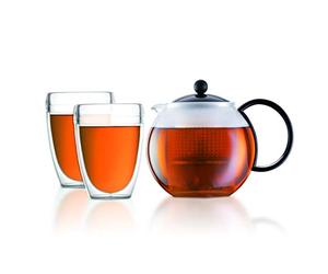 Bodum - K1844-01-10 - Assam Set - Théière à Piston - Filtre en Plastique - 1.0 L + 2 Gobelets Pavina Outdoor - 0.35 L