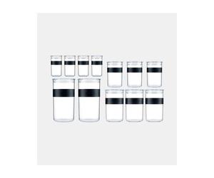 Bodum - Lot De 12 Bocaux Conservation - Presso - Avec Couvercle Hermétique - Noir