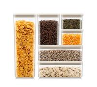 Bodum Lot de 6 bocaux de conservation avec couvercles noirs CANTEEN - Sans BPA & passe au lave-vaisselle - Contenants alimentaires empilables et transparents