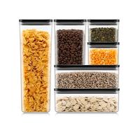 Bodum Lot de 6 bocaux de conservation avec couvercles noirs CANTEEN - Sans BPA & passe au lave-vaisselle - Contenants alimentaires empilables et transparents