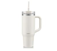 Bodum Mug de voyage isotherme en inox avec paille et poignée Blanc crème - 1,2 L