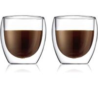 Bodum PAVINA Verres Double Paroi 6 pièces - Tasses Café 250ml - Résistants à la Chaleur - Borosilicate - Lave-Vaisselle