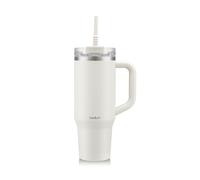 Bodum Mug de voyage isotherme en inox avec paille et poignée Blanc crème - 1,2 L