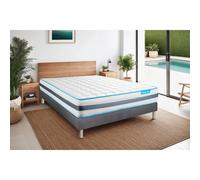 Ensemble 140x200 matelas BodyFlex ressorts ensaches et memoire de forme + sommier kit gris