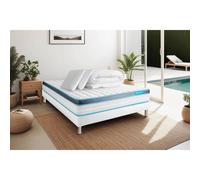 Pack PERFORM 140x190 Mousse a memoire de forme ProfiZone 5 zones Ultra epaisseur + Couette + 2 oreillers
