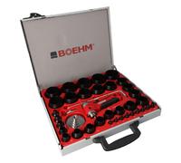 BOEHM JLB259PACC Jeu de fers à percer 2-59mm y compris support, disque de réception, pointe de centrage à ressort, barre avec compas & lame de rechange dans un coffret métallique