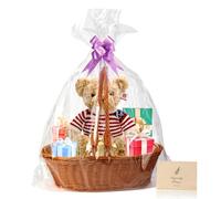 Boensi Panier de rangement avec Poignée,38 x 28 x 12 cm -Panier à pain/Panier-cadeau/Panier à fruits - Idéal pour rangement cuisine,cadeaux de Noël,centre de table,service de pain,fruits, légumes