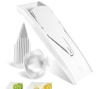 Börner Mandoline V1 ClassicLine (Set de Base) • Mandoline Réglable pour Légumes & Fruits • Avec 2 Inserts, Porte-fruits • Coupe-légumes en V pour tranches en 3 épaisseurs • Blanc