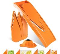 Börner Mandoline V1 ClassicLine (Starter Set) • Mandoline Réglable pour Légumes & Fruits • Avec 4 Inserts, Porte-fruits • Coupe-légumes pour tranches, lamelles & dés • Orange
