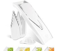Börner V1 ClassicLine Mandoline - Kit Starter - Avec 4 inserts - Blanc | Avec poussoir de sécurité & 4 inserts - 3 épaisseurs de coupe - Bâtonnets en 2 tailles - Lames inox - Sans BPA