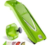 Börner V5 PowerLine Mandoline - Kit de base - 4 épaisseurs - Vert | Avec insert à trancher & poussoir de sécurité - Lames inox affûtées - Pieds antidérapants - Sans BPA - Fabriqué en Allemagne