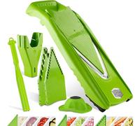 Börner V5 PowerLine Mandoline - Kit Plus - Avec éplucheur - Vert | Avec accessoires supplémentaires - Pour tranches lamelles & dés - Lame en V inox - Mandoline réglable - Fabriqué en Allemagne