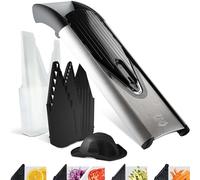 Börner V6 ExclusiveLine Mandoline - Kit Starter - Inox - 4 inserts | Avec poussoir de sécurité & 4 inserts & Multibox - 3 épaisseurs - Bâtonnets & lamelles en 2 tailles - Lames inox