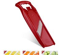Börner Welle-Waffel PowerLine Coupe-légumes - Ondulé & Gaufre - Rouge | Pour pommes de terre gaufrées & frites ondulées - 3 motifs - Vague 7,5 mm & gaufre 6 mm - Sans BPA - Fabriqué en Allemagne
