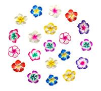 Boerni Lot de 45 fleurs de plumeria artificielles de 25 mm de couleurs mélangées, en argile polymère réalistes, fleurs de frangipanier hawaïennes pour loisirs créatifs, mariage, été, Aloha, fête,