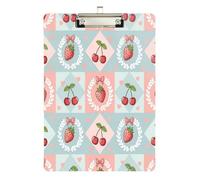 BOESI Porte-bloc en acrylique avec cadre en forme de fraise - 31,8 x 22,9 cm - Clip en métal avec crochet - Résistant aux rayures - Pour bureau et salle de classe