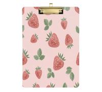 BOESI Porte-bloc en acrylique avec motif fraise - 31,8 x 22,9 cm - Clip en métal avec crochet - Résistant aux rayures - Pour bureau, salle de classe