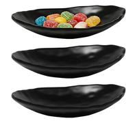 Bofanze Lot de 3 Plateau à Bijoux Ovale Bol à Clé Noire Entrée Bol à Bijoux Décoration Vide Poche Bol à Bijoux Noir Plateau Coupelle Decorative pour Fruits,Clés,Bonbons,Bijoux